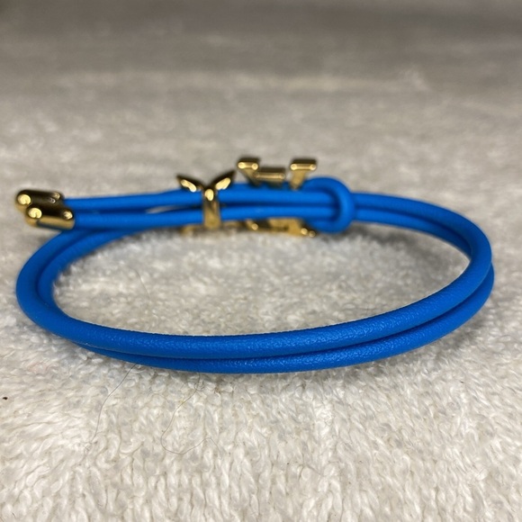 NIB Louis Vuitton Bloom LV Bracelet in Bleu Gaston Calfskin (9in) SOLD OUT - Picture 4 of 8